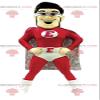 SPOTSOUND Superhero REDBROKOLY Mascot in red and white.