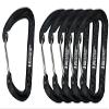 Branded Boards Bushcraft Aluminum Carabiner Wire Gate Spring Snap Clip Link Hooks. Black or Silver, 6-Packs or 12-Packs (Black 6-Pack) view 1