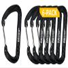 Branded Boards Bushcraft Aluminum Carabiner Wire Gate Spring Snap Clip Link Hooks. Black or Silver, 6-Packs or 12-Packs (Black 6-Pack) view 2