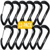 Branded Boards Bushcraft Aluminum Carabiner Wire Gate Spring Snap Clip Link Hooks. Black or Silver, 6-Packs or 12-Packs (Black 12-Pack) view 2