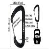 Branded Boards Bushcraft Aluminum Carabiner Wire Gate Spring Snap Clip Link Hooks. Black or Silver, 6-Packs or 12-Packs (Black 12-Pack) view 3