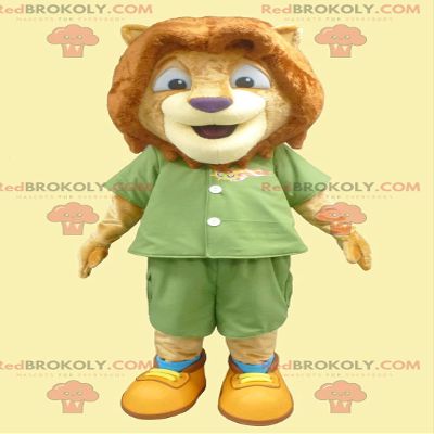 SPOTSOUND REDBROKOLY Mascot lion cub in green outfit