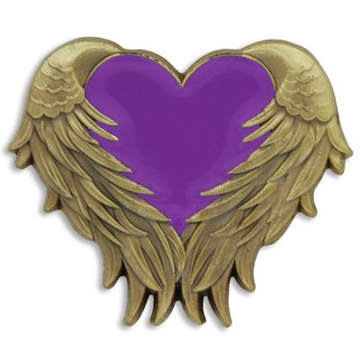 PinMart Heart With Angel Wings Enamel Lapel Pin - Antique Gold Color Plated Badge With Secure Clutch Back - 5 Pack