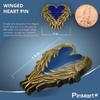 PinMart Heart With Angel Wings Enamel Lapel Pin - Antique Gold Color Plated Badge With Secure Clutch Back - 5 Pack view 3