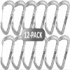 Branded Boards Bushcraft Aluminum Carabiner Wire Gate Spring Snap Clip Link Hooks. Black or Silver, 6-Packs or 12-Packs (Silver 12-Pack) view 2