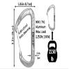 Branded Boards Bushcraft Aluminum Carabiner Wire Gate Spring Snap Clip Link Hooks. Black or Silver, 6-Packs or 12-Packs (Silver 12-Pack) view 3