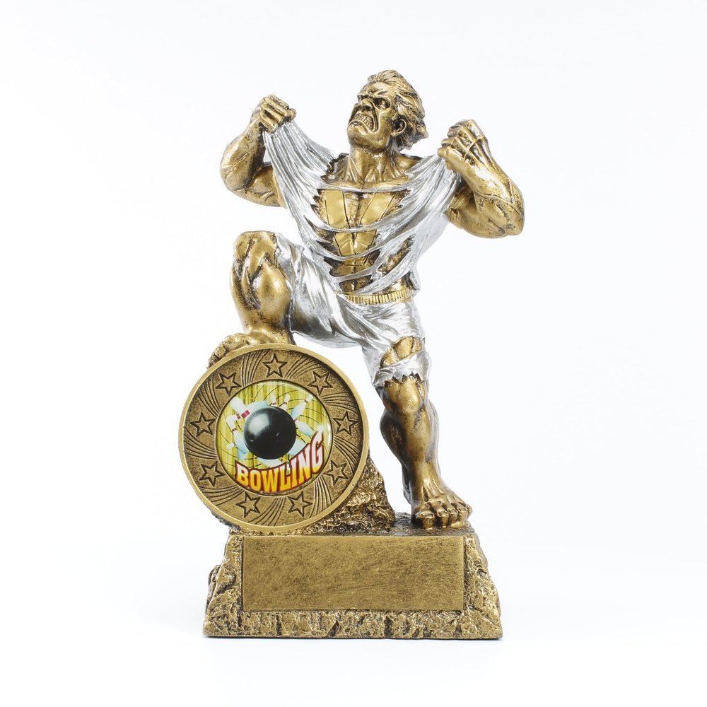 Decade Awards Large Monster Bowling Trophy - 9.5 Inch Tall | Bowling Victory Beast Award Engraved Plate on Request