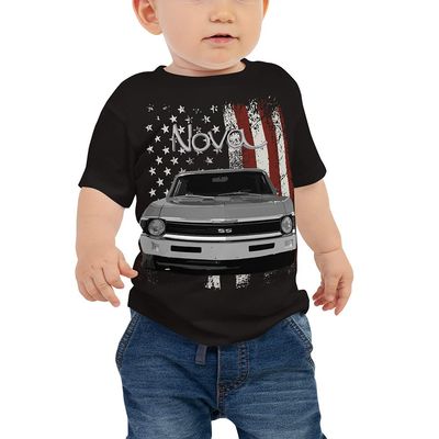 1972 Chevy Nova Classic Car Baby Jersey Short Sleeve Tee Black