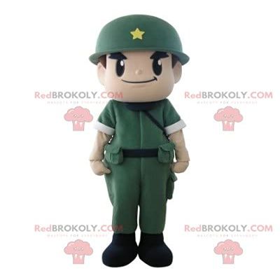 SPOTSOUND Military soldier REDBROKOLY Mascot with a uniform and a helmet
