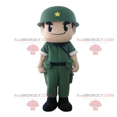 SPOTSOUND Military soldier REDBROKOLY Mascot with a uniform and a helmet