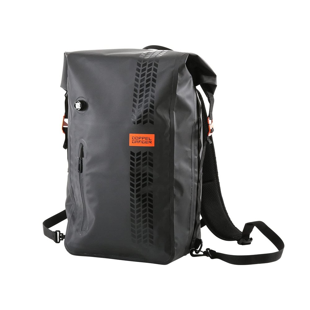 Doppelganger DBT596-BK Tarpaulin Daypack 2, Waterproof Daypack for Motorcycles, 6.5 gal (24 L), Capacity with Shoulder Strap
