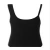 Hansber Kids Girls Asymmetrical Shoulder Dance Crop Top Gymnastics Ballet Yoga Sport Tops Athletic T-Shirts Blouse Black 4-5 Years view 2