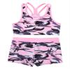 Hedmy Kids Girls 2-Piece Tankini Swimsuit Set Cute Print Swimwear Sport Dance Outfits UPF50+ UV Sun Protection Camouflage Pink 16 Years view 3