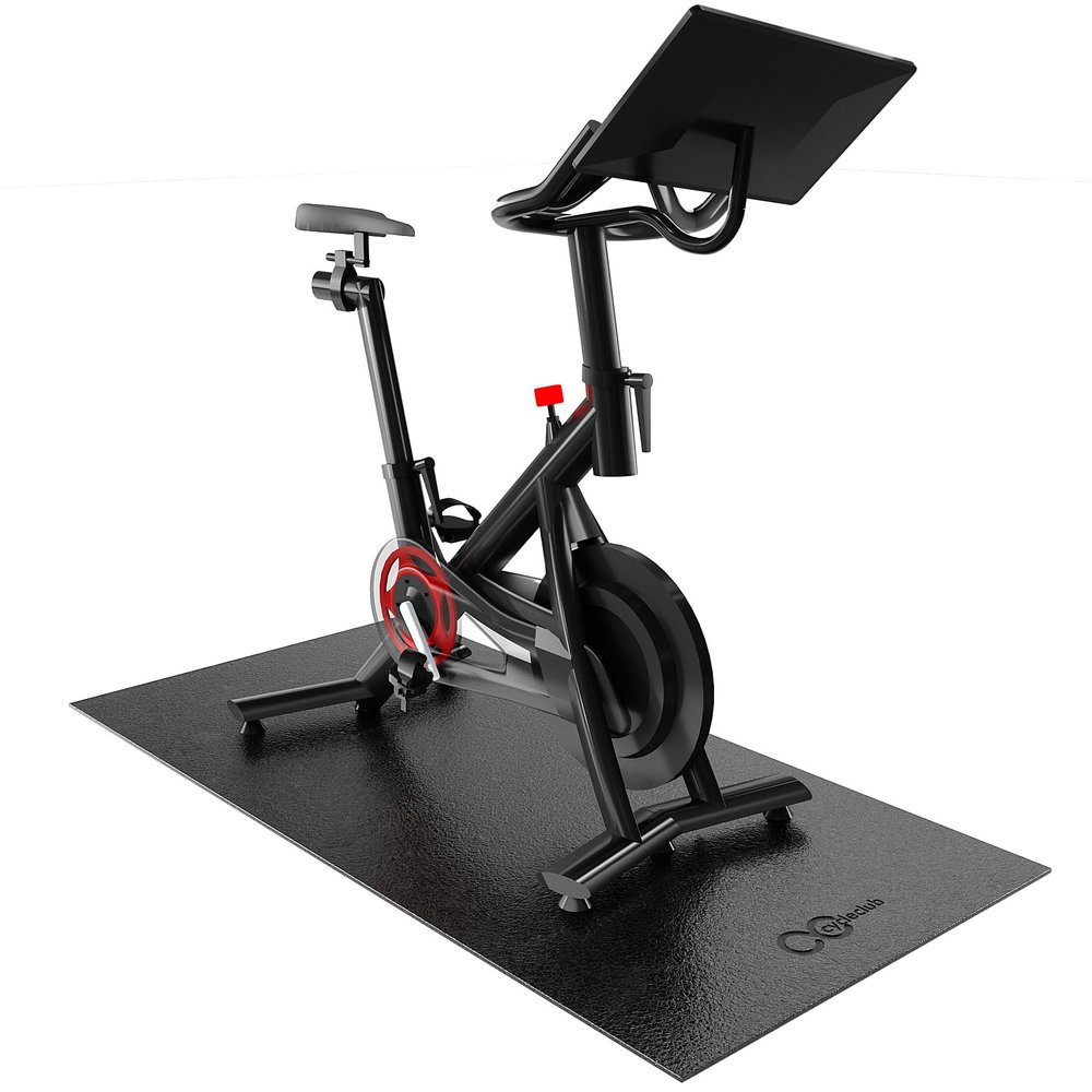 Cycleclub Bike Mat Compatible with Peloton & Treadmill - UPGRADE to 6 mm - 30" x 72" Thick Exercise Bike Trainer Mat for Stationary Indoor Spin Bike