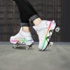 Roller Skates for Men and Women, Kids Deformation Roller Skate with 4 Shiny LED Wheel, 2 in 1 Invisible Removable Pulley Skates Skating, Double-Row Roller Skates for Indoor and Outdoor view 2