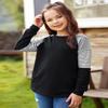 SELINK Girl's Casual Big Kids Long Sleeve Striped Color Block Casual Tees with Pockets Black M view 4