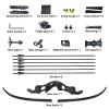 Black Hunter Recurve Bows Bow and Arrow for Adults Hunting Bow Archery Bow Longbow 60" 20-55 lbs Right Hand Aluminium Alloy Riser with Mixed Carbon Arrows for Outdoor Shooting Competition (20 lbs) view 3