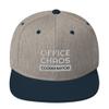 Office Chaos Coordinator Secretary 3D Puff Flatbrim Flat Brim Snapback Hat Heather Grey/Navy view 1