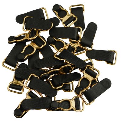 Aislor Women Garter Belt Clip Sling Adjustment Buckles Suitable for underwear, pajamas, Suspenders Stockings Gold&Black 30Pcs