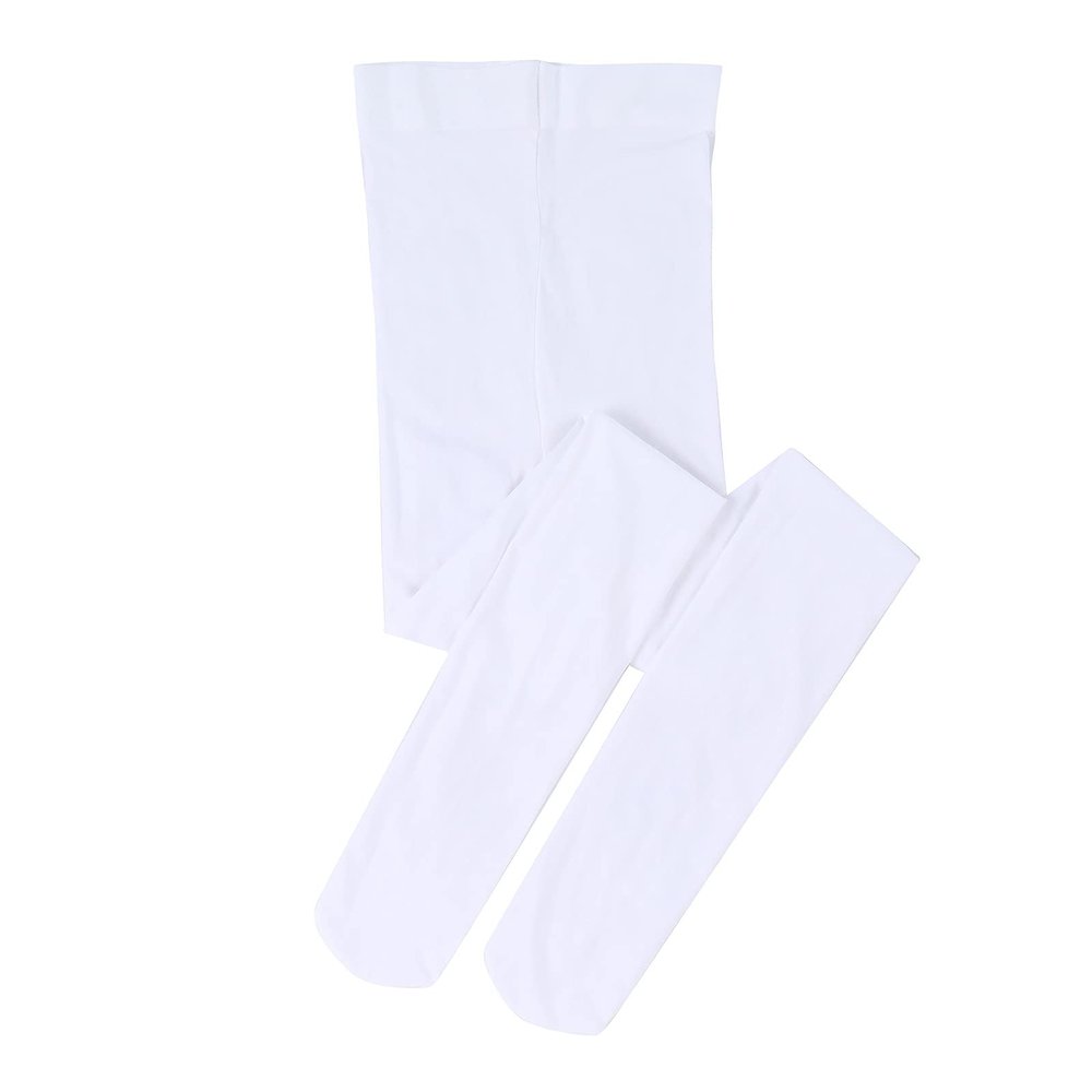 Ballet Tights for Girls Toddler Ultra Soft Dance Ballet Footed Tight Elastic Convertible Pantyhose Ballerina Dancewear Stockings for Little Big Kids Ballet Tutu Skirted Leotard Dress White 12-16 Years