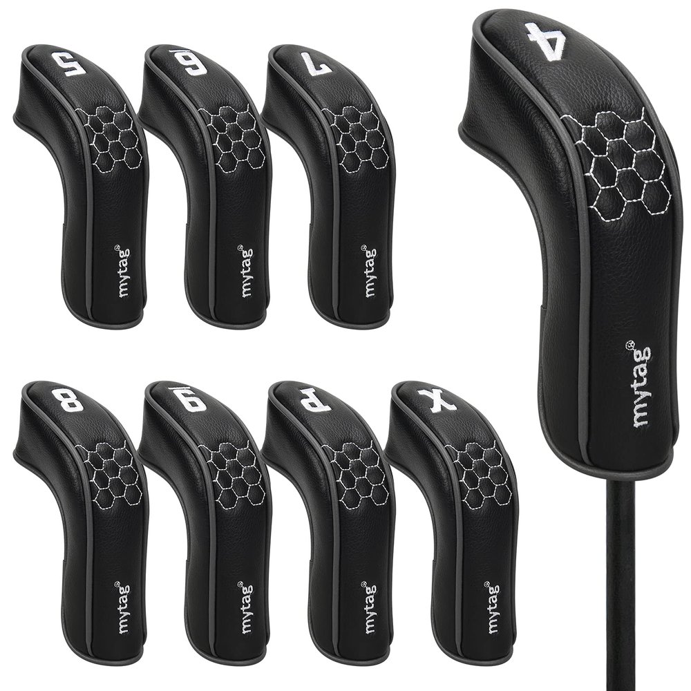 mytag 8PCS Golf Hybrid Iron Headcovers Set Long Hybrid Iron Covers for Cleveland Launcher, Majek MX4, Cobra T Rail, Wilson Launch Pad, Tour Edge (1set of 8pcs(4,5,6,7,8,9,P,X))