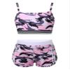 TiaoBug Kids Girls Two-Piece Swimsuit Dance Sports Outfits Crop Top and Shorts Activewear Sets Gym Yoga Workout Outfits Camo Pink 8 Years view 1