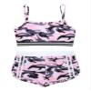 TiaoBug Kids Girls Two-Piece Swimsuit Dance Sports Outfits Crop Top and Shorts Activewear Sets Gym Yoga Workout Outfits Camo Pink 8 Years view 3