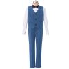 Boys Formal Suit Set 4-piece Slim Fit Dresswear Sleeveless Vest Waistcoat + Bowtie Shirt + Pants Gentleman Outfit for Toddler Kids Tuxedo Wedding Birthday Party Photo Props Blue - Vest Set 13-14 Years view 3