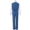 Boys Formal Suit Set 4-piece Slim Fit Dresswear Sleeveless Vest Waistcoat + Bowtie Shirt + Pants Gentleman Outfit for Toddler Kids Tuxedo Wedding Birthday Party Photo Props Blue - Vest Set 13-14 Years view 4
