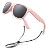 RIVBOS kids Sunglasses Girls with Strap Polarized UV Protection Flexible Shades for Baby and Children Age 2-10 RBK004-2 Light Pink view 1