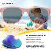 RIVBOS kids Sunglasses Girls with Strap Polarized UV Protection Flexible Shades for Baby and Children Age 2-10 RBK004-2 Light Pink view 3