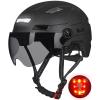 ILM Adult Bike Helmet with USB Rechargeable LED Front and Back Light Mountain&Road Bicycle Helmets for Men Women Removable Goggle Cycling Helmet E3-10L(Matte Black, Large/X-Large) view 1