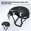 ILM Adult Bike Helmet with USB Rechargeable LED Front and Back Light Mountain&Road Bicycle Helmets for Men Women Removable Goggle Cycling Helmet E3-10L(Matte Black, Large/X-Large) view 3