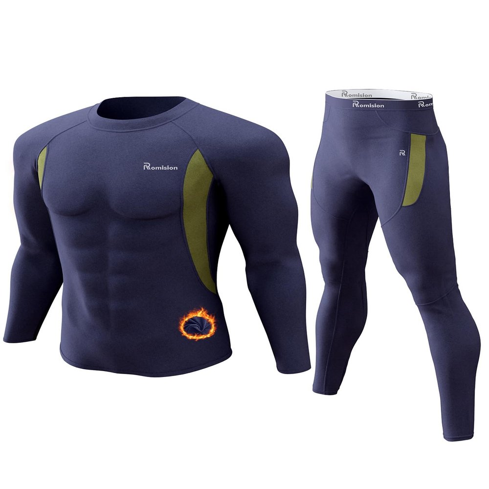 romision Thermal Underwear Long Johns for Men Fleece Lined Base Layer Cold Weather Hunting Gear Bottom and Top Set