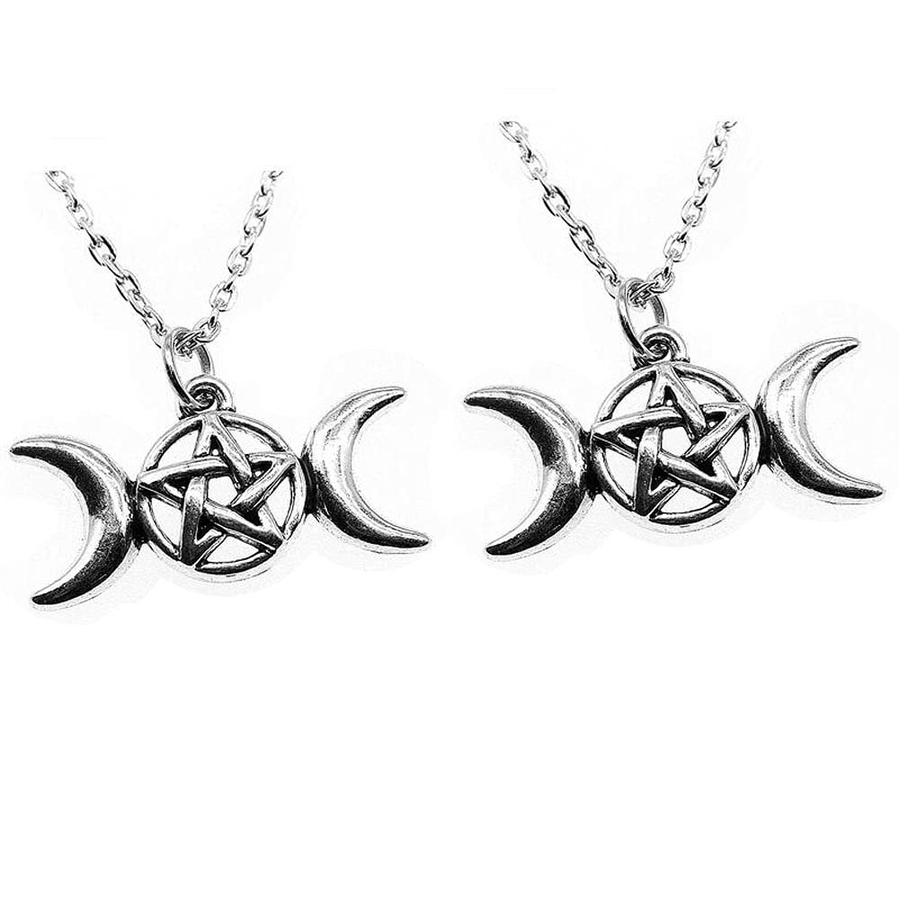 2Pcs Antique Silver Color 30x16mm Moon Goddess Star Charms Pendant Necklace