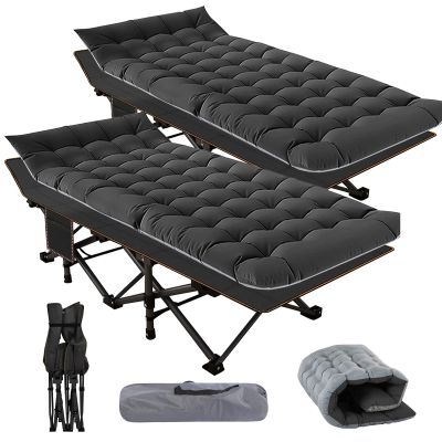 NAIZEA Folding Camping Cots for Adults, Portable Cot with Mattress Heavy Duty Outdoor Bed with Carry Bag 1200d Oxford Cloth Sleeping Cots for Camping Office Nap Home Guest Beach Travel