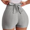 Butt Lift Short Bowknot Leggings for Women High Waisted Tummy Control Hot Pants Scrunch Workout Ruched Sexy Shorts (Grey,Small) view 1