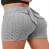 Butt Lift Short Bowknot Leggings for Women High Waisted Tummy Control Hot Pants Scrunch Workout Ruched Sexy Shorts (Grey,Small) view 2