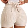 Butt Lift Short Bowknot Leggings For Women High Waisted Tummy Control Hot Pants Scrunch Workout Ruched Sexy Shorts (White,3X-Large) view 1