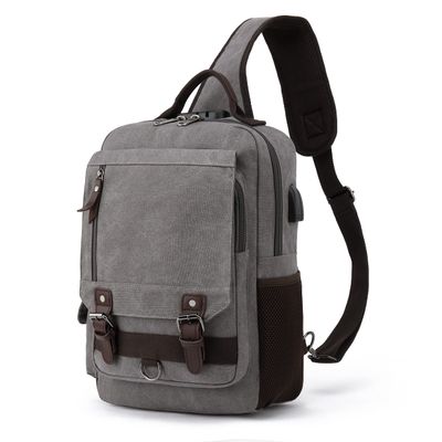 Leaper Canvas Sling Bag for Men: 2026 Large Urban Commuter Messenger Fits 13 Inch Laptop - 8 Pockets Vintage Shoulder Satchel - Anti Theft Crossbody Side Bag for Business Office Work