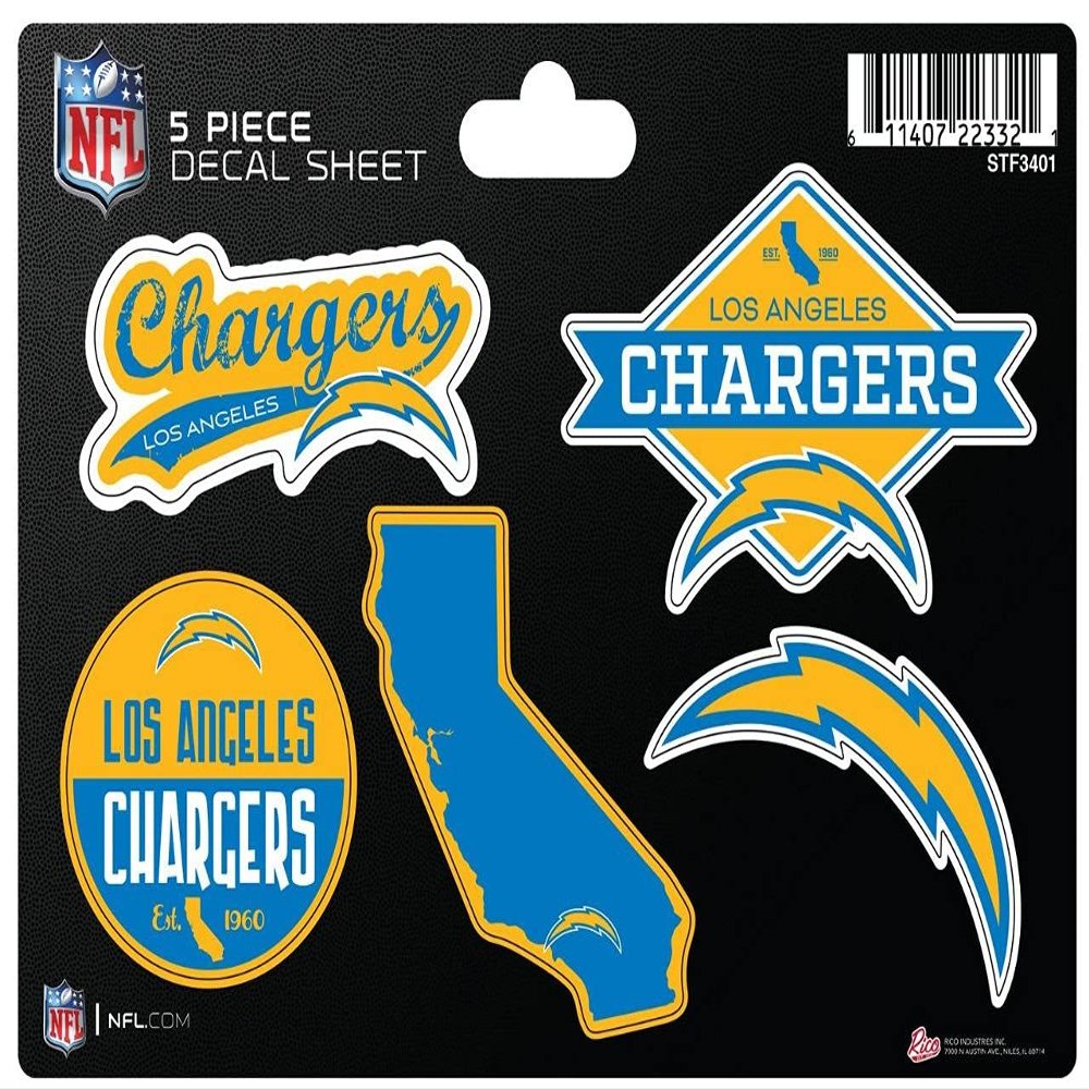NFL Los Angeles Chargers 5-Piece Die-Cut Decal Sheet