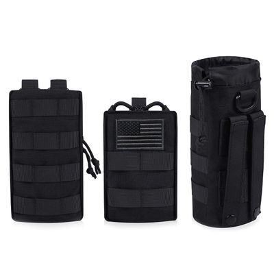 ANJINU Molle Water Bottle Holder, Water Molle Attachments, Molle Water Bottle Pouch, Tactical Backpack Attachment Pouches (BLACK02)