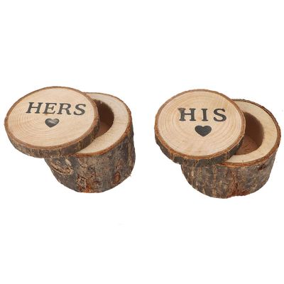 2pcs Wooden Ring Box for Wedding, Wedding Ring Box Container, Rustic Mr and Mrs Ring Bearer Box Ring Holder Wedding Box(#2)