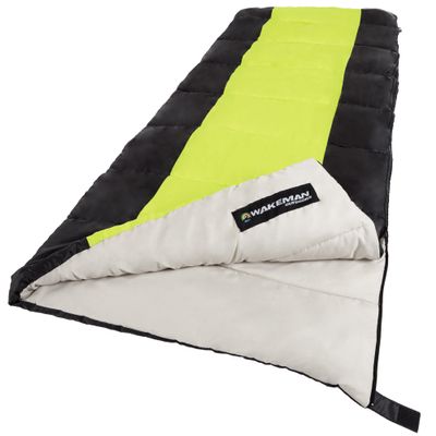 Outdoor Sleeping Bag - 2-Season Otter Tail Sleeping Bag with Carrying Bag - for Camping, Sleepovers, and Festivals by Wakeman (Neon Green)