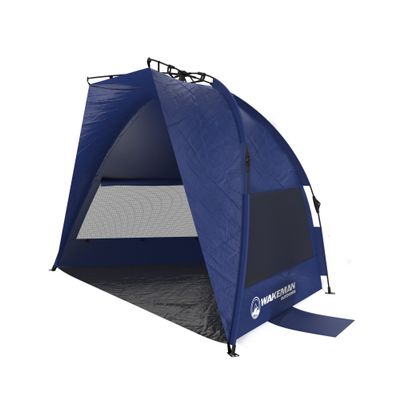 Pop Up Beach Tent  Water and Wind Resistant Sun Shelter for Shade with UV Protection, Instant Set Up, and Carry Bag by Wakeman (Navy)