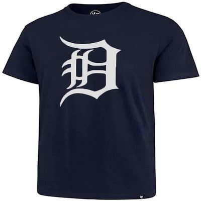 47 MLB Men's Team Color Imprint Primary Logo Word Mark Short Sleeve Baseball T-Shirt - Detroit Tigers Navy Large