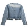Snoly Women's Jean Buttons Ripped Denim Jackets Coats with Detachable Hood (Grey, Medium) view 2