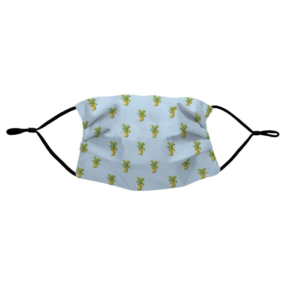 Betsydrake MA400B Tiled Pineapple Blue Face Mask