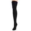 MUK LUKS Women's Chunky Ribbed Over the Knee Socks, Ebony, One Size view 2