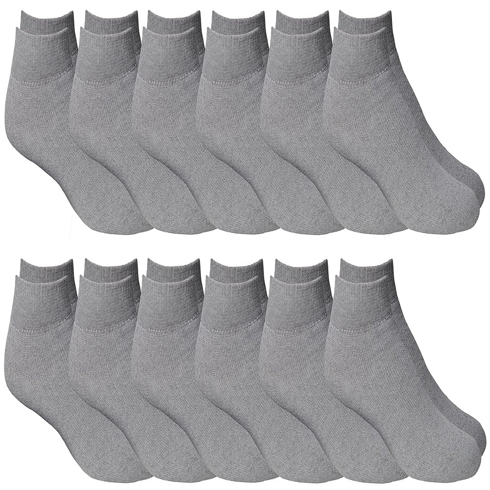 12 Pairs of Cheap Lightweight Low Cut Ankle Socks for Men, Black and White Bulk Sock Deal, Size 10-13